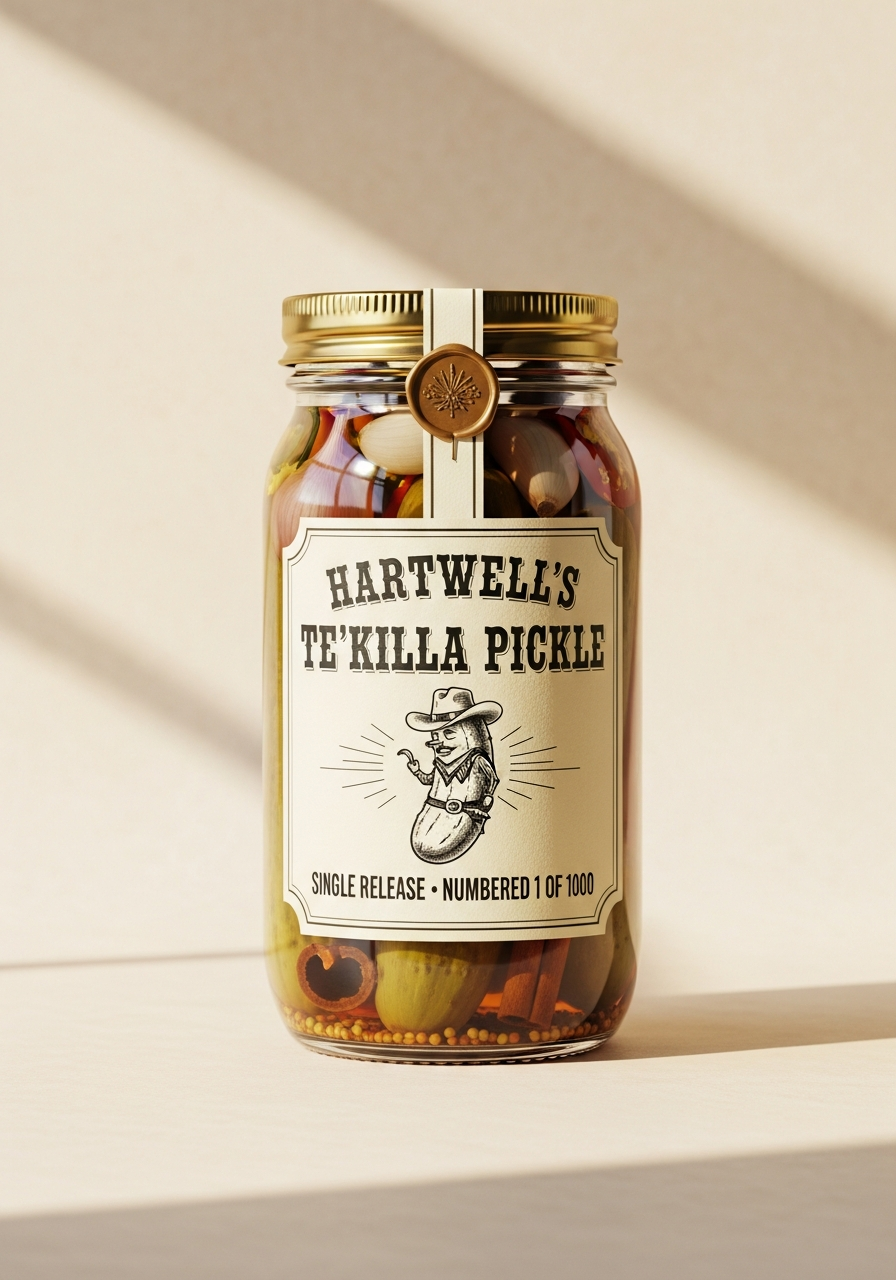 Hartwell's Tequila Pickles jar — single release, numbered 1 of 1000